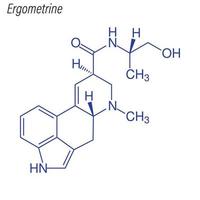 Vector Skeletal formula of Ergometrine. Drug chemical molecule.