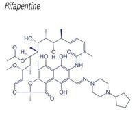 fórmula esquelética vectorial de rifapentina. molécula química del fármaco. vector