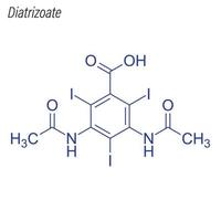 Vector Skeletal formula of Diatrizoate. Drug chemical molecule.