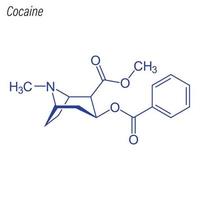 fórmula esquelética vectorial de la cocaína. molécula química del fármaco. vector