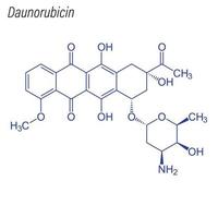 Vector Skeletal formula of Daunorubicin. Drug chemical molecule.