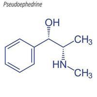 fórmula esquelética vectorial de pseudoefedrina. molécula química de drogas vector