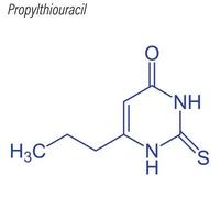 fórmula esquelética vectorial de propiltiouracilo. molécula química de drogas vector