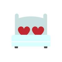 cama de amor con ilustración de vector de icono de corazón.