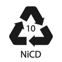 Battery recycling code 10 NiCD . Vector illustration