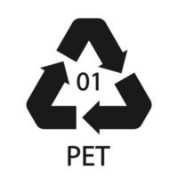 PET 01 recycling code symbol. Plastic recycling vector polyethylene sign.