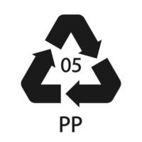 símbolo de reciclaje de plástico pp 5 icono de vector. vector