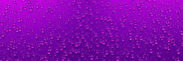 A lot of water droplets On metal or metallic surfaces in purple and dark purple shades for mobile smartphone background or wallpaper. 3D Rendering. photo