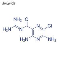 fórmula esquelética vectorial de amilorida. molécula química del fármaco. vector