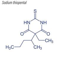 fórmula esquelética vectorial de tiopental sódico, mole químico de fármacos vector
