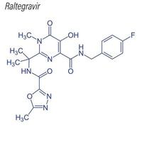 fórmula esquelética vectorial de raltegravir. molécula química del fármaco. vector