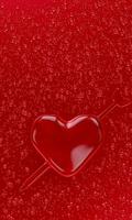 Water droplets in the shape of heart with Arrow embroidered in the meaning of love. A lot of droplets On metallic surfaces in red and dark red shades for mobile background or wallpaper.3D Rendering. photo