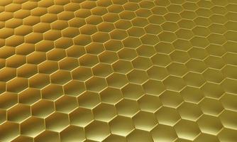 Abstract golden hexagonal background. Futuristic technology concept. 3d render illustration. Hex geometry pattern. photo