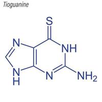 Vector Skeletal formula of Tioguanine. Drug chemical molecule.