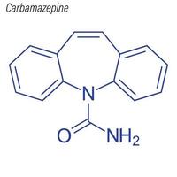 fórmula esquelética vectorial de carbamazepina. molécula química de drogas vector