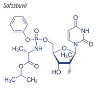 Vector Skeletal formula of Sofosbuvir. Drug chemical molecule.