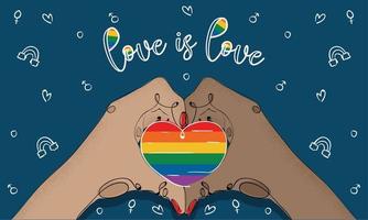 Rainbow heart shaped hands Pride month vector