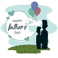 Silhouette of a man with his son Father day poster Vector