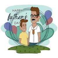 Happy man with his son Father day poster vector