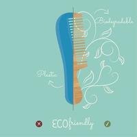 Eco friendly wooden comb product concept template Vector