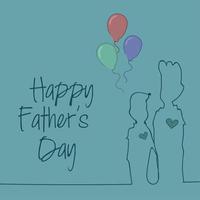 Outline of a father and his son Father day poster Vector