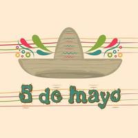 sombrero tradicional mexicano en un cartel de cinco de mayo - vector