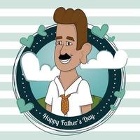 Isolated happy man on a badge Father day poster Vector