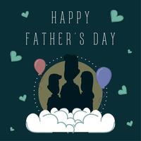 Silhouette of a father with his kids Father day poster Vector