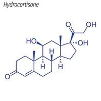 fórmula esquelética vectorial de hidrocortisona. molécula química de drogas vector