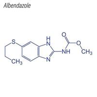 Vector Skeletal formula of Albendazole. Drug chemical molecule.