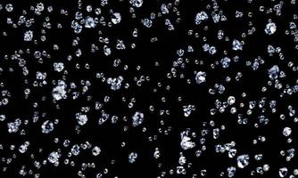 Lots of diamonds of various sizes falling from above with a black background to use as background or wallpaper . 3D Rendering photo