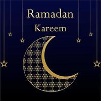 Islamic ramadan kareem banner background with crescent pattern moon star mosque lantern. vector