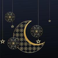 fondo de banner de ramadán kareem islámico con linterna de mezquita de estrella de luna de patrón creciente. vector