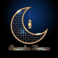 Islamic ramadan kareem banner background with crescent pattern moon star mosque lantern. vector