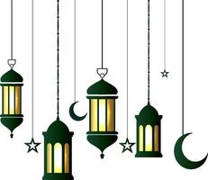 Islamic Ramadan Kareem banner background with crescent pattern moon star mosque lantern. vector