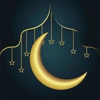 Islamic Ramadan Kareem banner background with crescent pattern moon star mosque lantern. vector