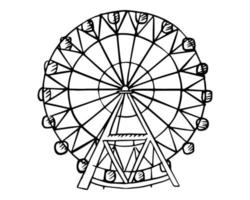 The Ferris wheel is drawn by hand with a black line vector