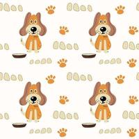Seamless pattern with cute dogs. Vector print with cartoon abstract animals in Scandinavian style
