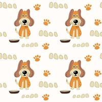 Seamless pattern with cute dogs. Vector print with cartoon abstract animals in Scandinavian style