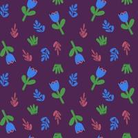 Seamless natural pattern of flowers in a simple shape vector