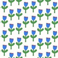 Seamless natural pattern of flowers in a simple shape vector
