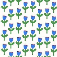 Seamless natural pattern of flowers in a simple shape vector