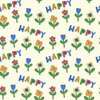 Seamless natural pattern of flowers in a simple shape. Abstract natural elements vector