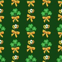 st sin costuras patrón del día de patrick de símbolos irlandeses. hoja de trébol verde y otros elementos dibujados a mano vector