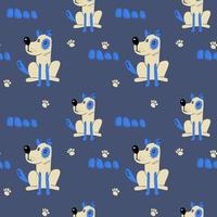 Seamless pattern with cute dogs. Vector print with cartoon abstract animals in Scandinavian style