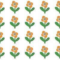 Seamless natural pattern of flowers in a simple shape vector