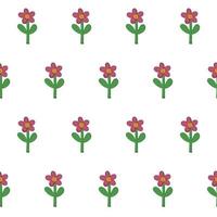 Seamless natural pattern of flowers in a simple shape vector