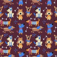 Seamless pattern with cute dogs. Vector print with cartoon abstract animals in Scandinavian style