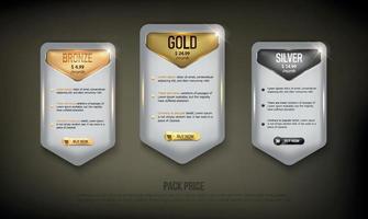 Button web price table pack on background color black vector