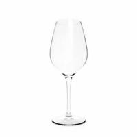 Single empty wine glass isolated on white background. Side view. Stock  Photo